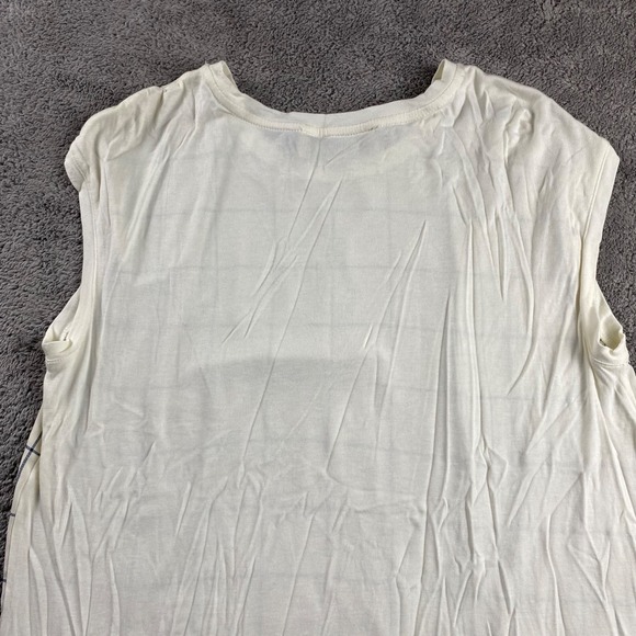 Ann Taylor LOFT Sleeveless Essential Shirt Womens Small Ivory Blue - Picture 8 of 11
